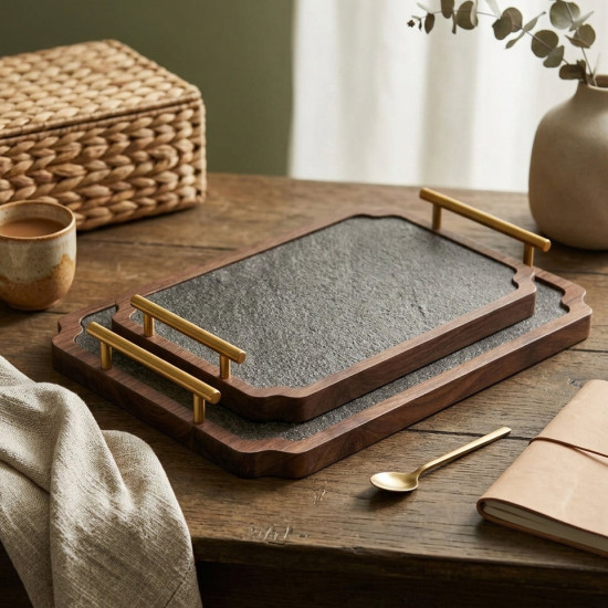 Wooden Tray Set 2 Pcs